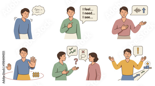 People expressing emotions and mental health through illustrations