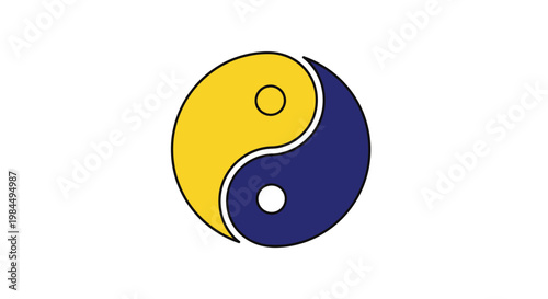 A symbolic representation of harmony featuring a yin and yang design on a circular object with contrasting colors and a white dot.