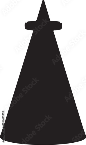 Black traffic cone, roadblock icon, warning symbol, safety sign, vector illustration