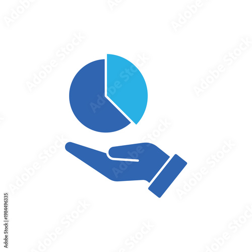 icon a carbon quota with hand holding a pie chart, isolated against a clean background.