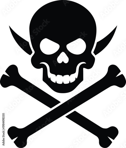 The classic pirate skull and crossbones symbol representing danger and piracy Vector, illustration