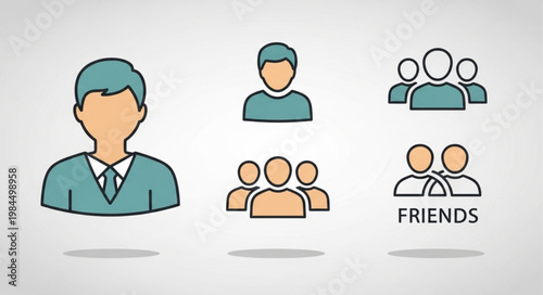 Collection of diverse user profile icons representing people and groups.