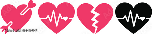 Stages of heart health and emotional well-being depicted through heart icons