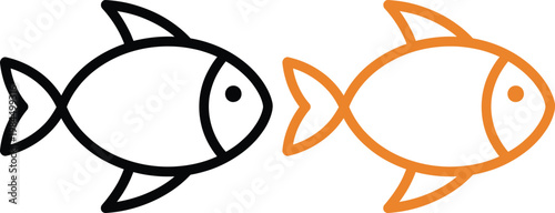 Two simple cartoon fish facing each other in different colors
