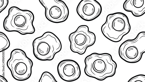 Fried egg illustrations on white background for food and breakfast concepts