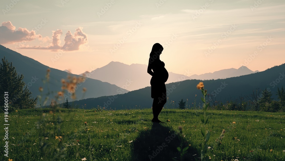 Obraz premium Silhouette of an expectant mother in Canada. Demographics in Canada.