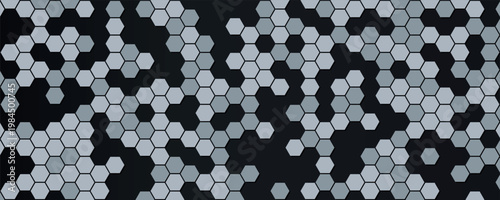 Hexagonal abstract background. Black and white fabric background