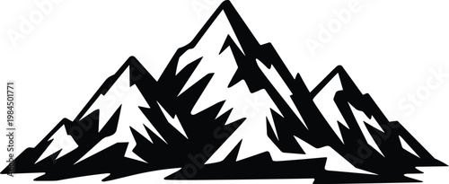 Minimalist Black and White Mountain Range Silhouette for Outdoor Adventure Branding

Stylized Geometric Mountain Peaks Illustration Featuring Sharp Contrasts and Bold Lines