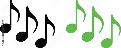Contrasting musical notes in black and green colors representing harmony or duality