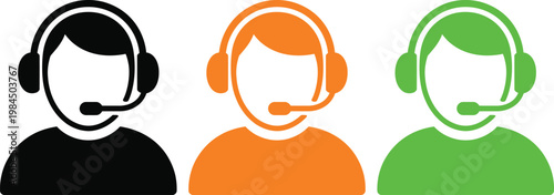 Three customer support agents wearing headsets for communication assistance