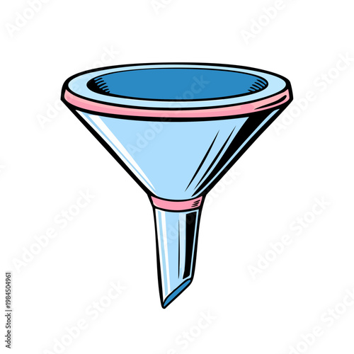 Stylized pop art funnel for pouring liquids and filtering substances