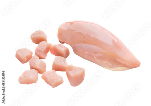 Foto Raw Chicken Breast Pieces Isolated on White Background