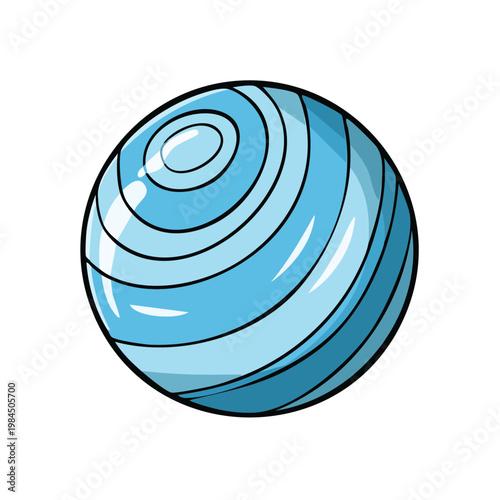 Stylized blue exercise ball with concentric ring pattern for fitness and yoga workouts