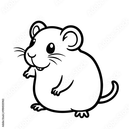 Cartoon hamster standing and looking cheerful in a simple style  
