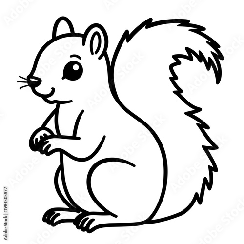 Cute cartoon squirrel standing and holding its paws in a playful pose  
