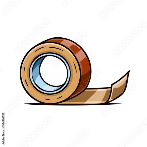Brown adhesive tape roll with a peeling end isolated on white background for crafting and packing
