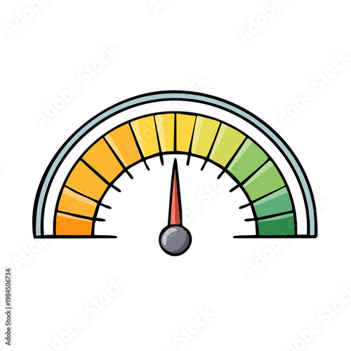 Hand drawn speedometer gauge with needle indicating a moderate reading