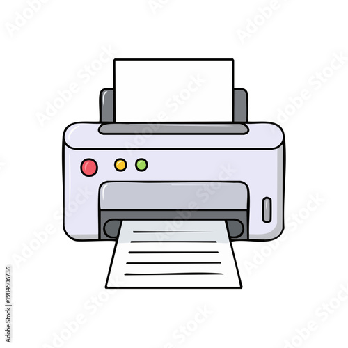 Modern inkjet printer producing documents, office equipment, technology, business icon