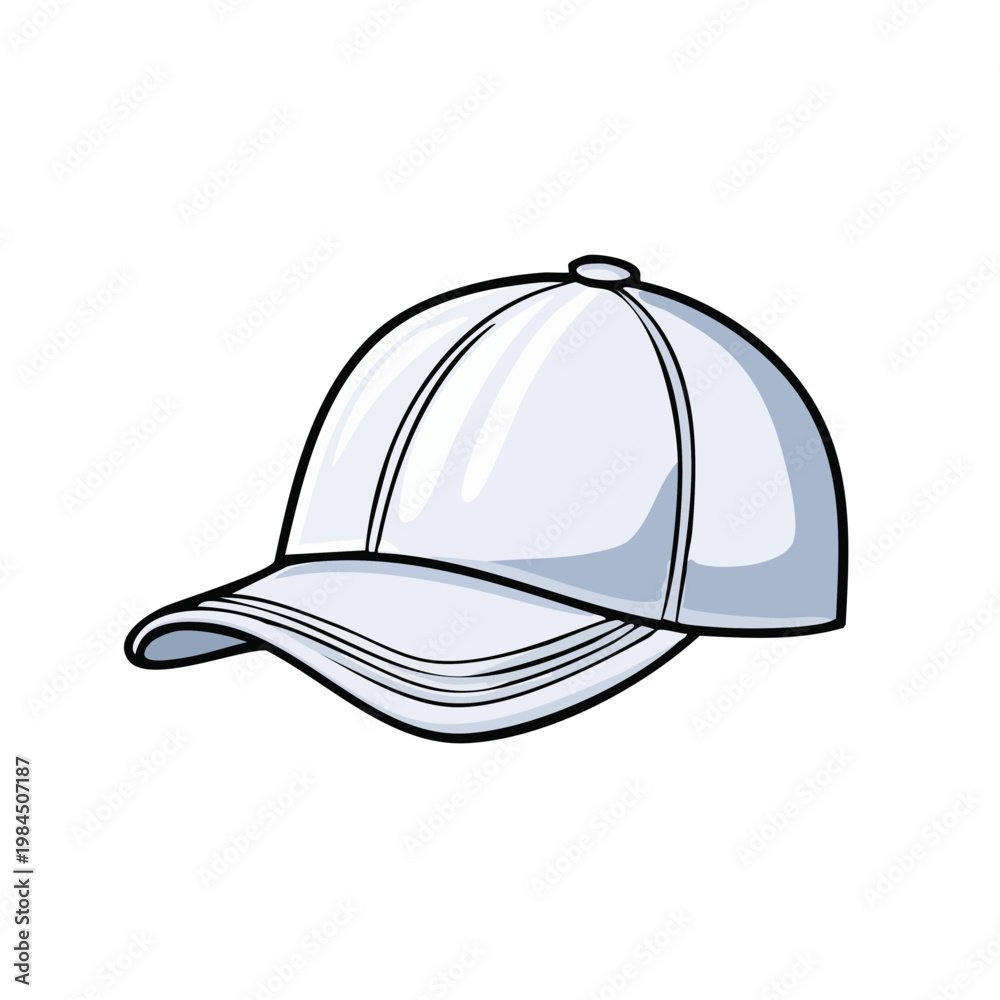 Fototapeta premium Simple White Baseball Cap Illustration Clean Design Graphic Element for Apparel and Accessories