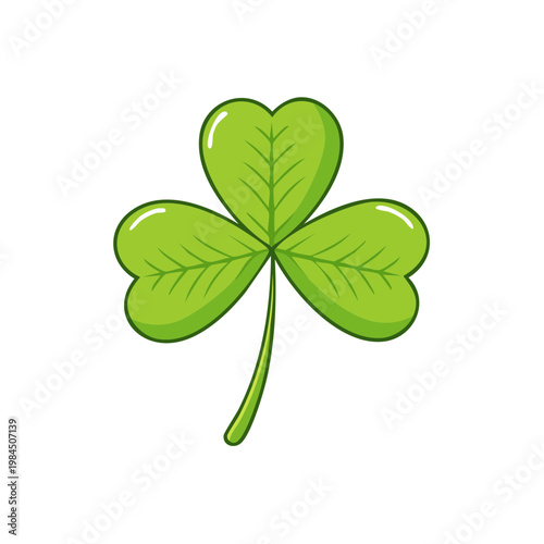 Vibrant green three leaf clover symbol for luck and good fortune illustration
