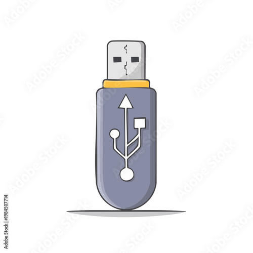 Digital Storage Device with Universal Serial Bus Symbol Illustration