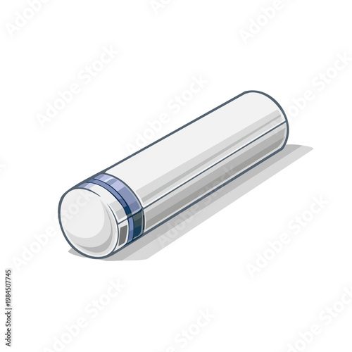 Sleek cylindrical white power bank with blue accents a modern portable battery charger