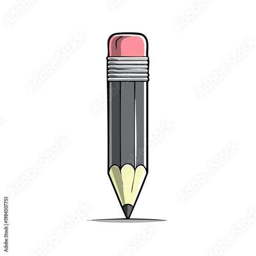 Sharp Graphite Pencil with Pink Eraser Tip and Yellow Wood Point