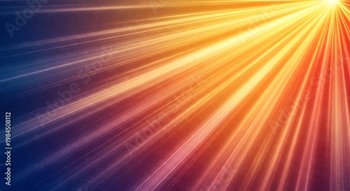 A vibrant burst of light radiates outwards featuring gradients of orange red and deep blue