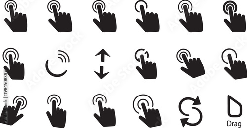Computer Mouse Cursor Icons for Dragging and Moving
