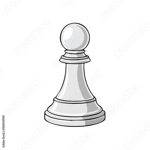 White Chess Pawn Piece Illustration Isolated on White Background