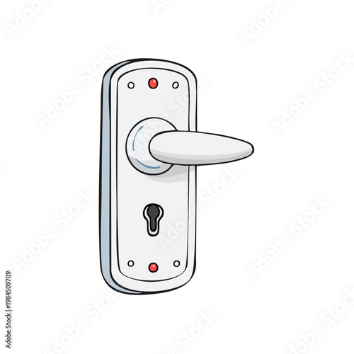 Modern Door Handle with Keyhole and Red Accents, Clean Design Illustration