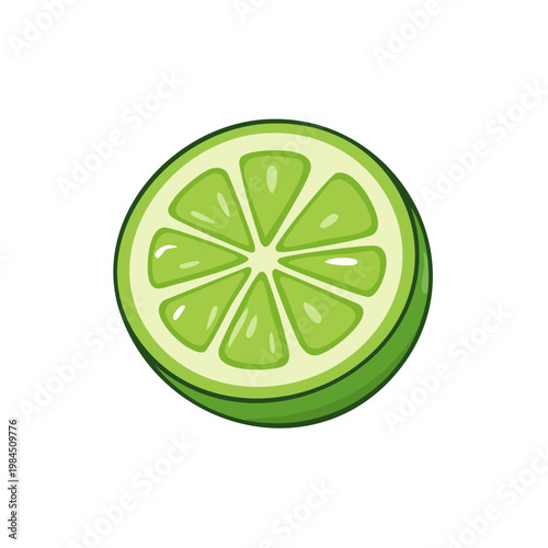 Fresh green lime slice illustration with vibrant colors and clean segments