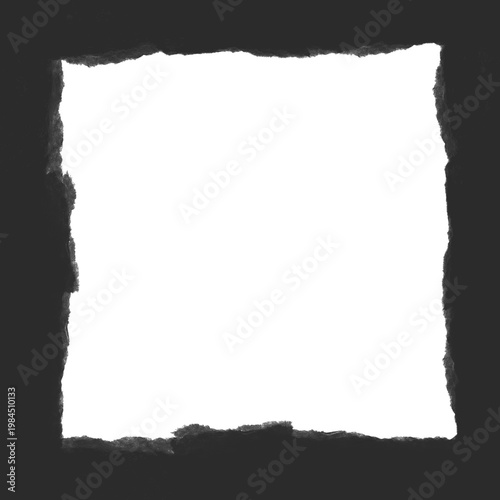 Tableau sur toile A dark and mysterious torn paper background with a black square