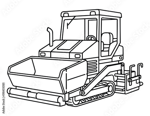  Bulldozer construction vehicle with large front blade on tracked base coloring page illustration for kids