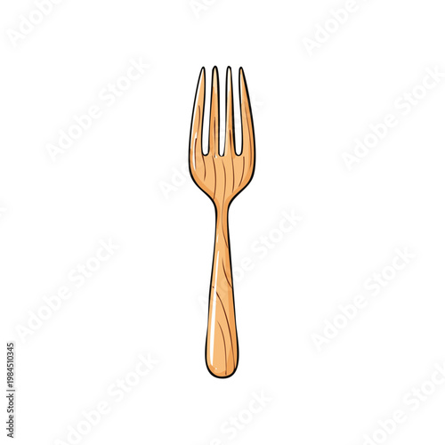 Hand-drawn wooden fork illustration