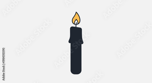 black candle with flame