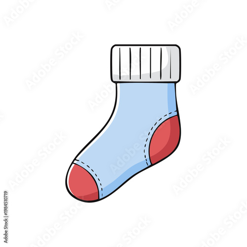 Cozy Knitted Sock with Ribbed Cuff and Red Toe Accent for Comfort and Warmth