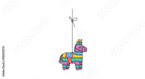 colorful pinata donkey hanging on a string