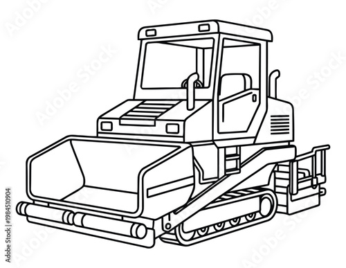 Bulldozer isolated heavy equipment coloring page simple outline for kids