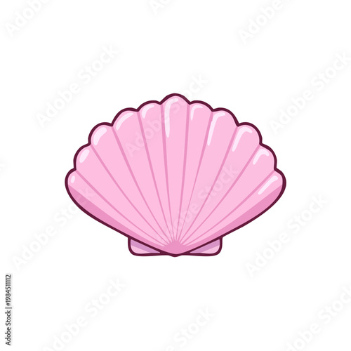 Vibrant pink scallop seashell illustration simple marine life symbol