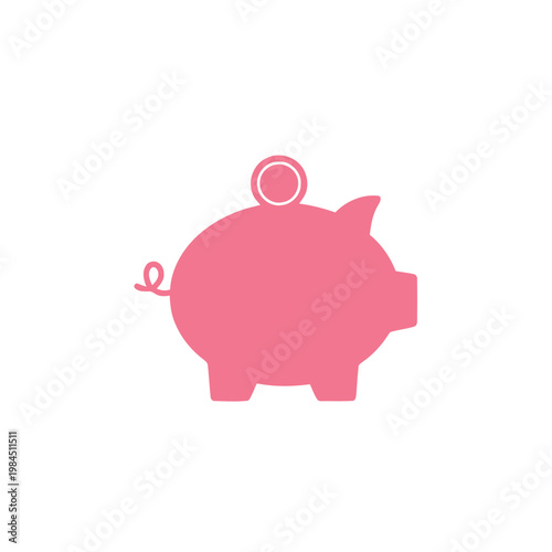 Charming Pink Piggy Bank Icon with Coin, Illustrating the Essential Concept of Saving Money and Wise Financial Planning for Future Goals and Economic Stability