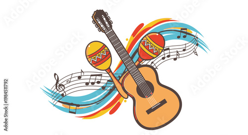 guitar and maracas musical instruments