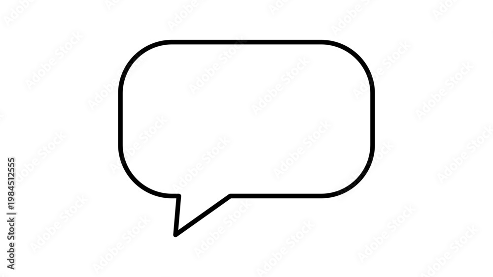 Fototapeta premium Minimalist Chat Bubble Vector Icon Illustration with Editable Stroke. Clean black line outline of a rounded speech balloon on white background for communication, messaging, and interface design.