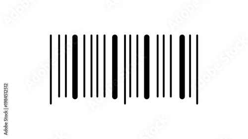 Minimalist black line vector icon of a barcode on a white background. This clean, scalable illustration represents a series of vertical bars used for product identification, retail, and commerce.