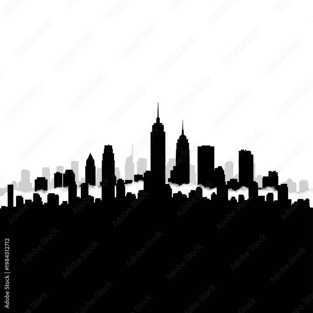 Obraz premium Black and White Silhouette of a City Skyline.