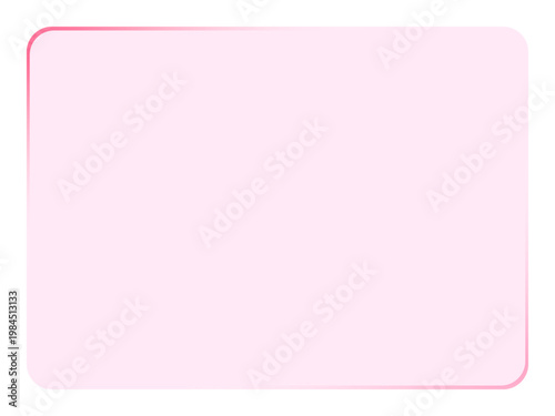 ピンクの半透明グラスモーフィズム枠、同色の発光が映えるクリーンなベクター背景 / Pink translucent glassmorphism frame on white with pink glow vector background.