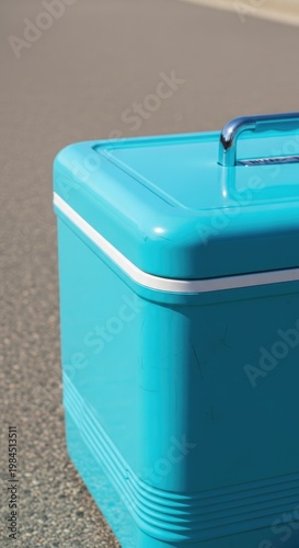 Vintage Turquoise Cooler with White Trim.