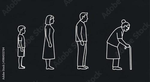 Generations of people shown in silhouette from child to elderly.