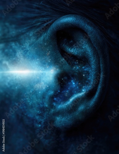 Close-up of an ear, cosmically-detailed