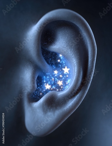 Ear filled with glowing stars